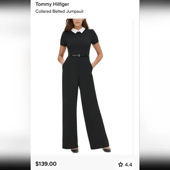 Tommy Hilfiger Black Jumpsuit with White Collar - Picture 1 of 6